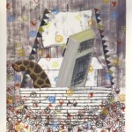 „untitled" 2011, oil, potato print on paper, collaboration with Lukas Dürr, 95 x 150 cm